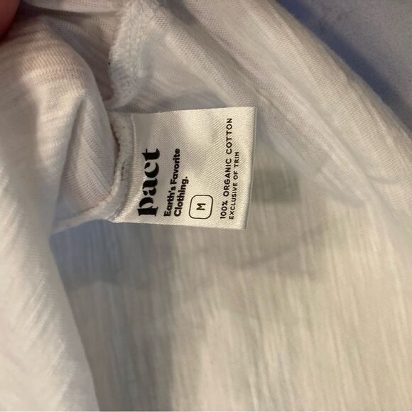 Pact 100% Organic Cotton White Ivory Basic Minimalist Long Sleeve Tee Medium - Picture 8 of 8